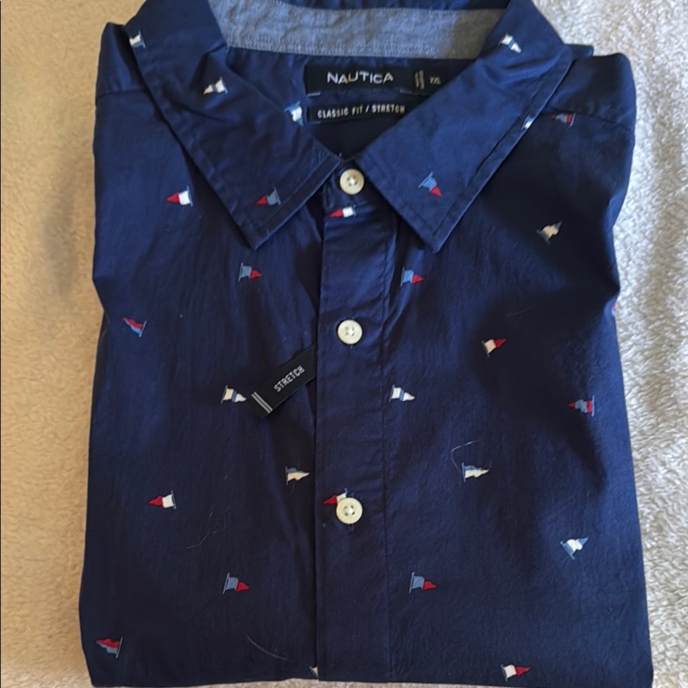Nautica Men's Navy Shirt with Pattern